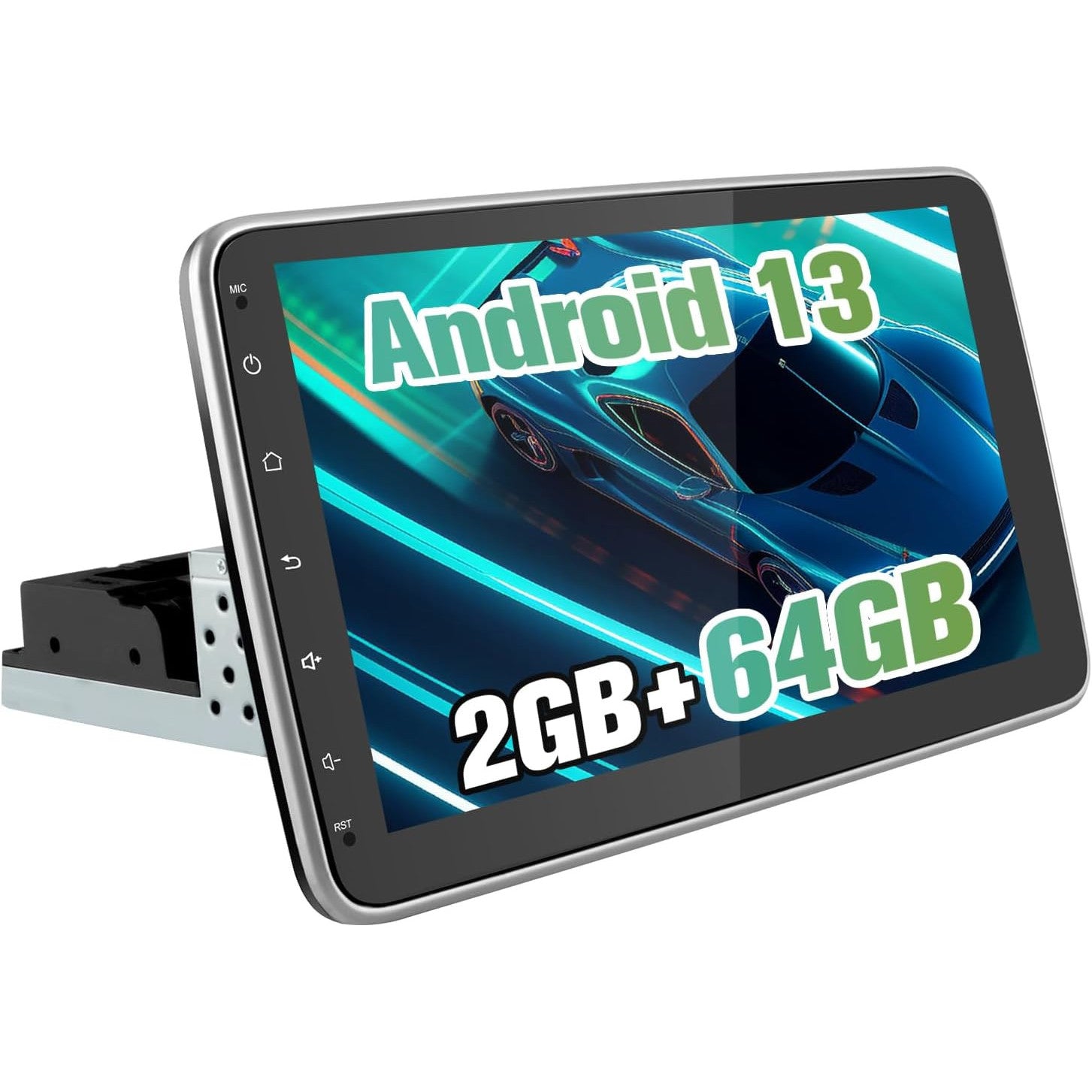 Pyniro 10-Inch Android 13 Single DIN Car Stereo with Bluetooth